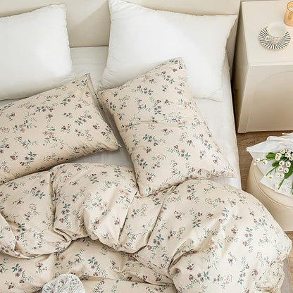 Duvet Cover King Floral, 100% Brushed Microfiber Floral Bedding Set 3 Pieces King Size Duvet Cover Vintage floral for All Seasons, 1 Duvet Cover and 2 Pillowcases with Zipper Closure (Floral, King)