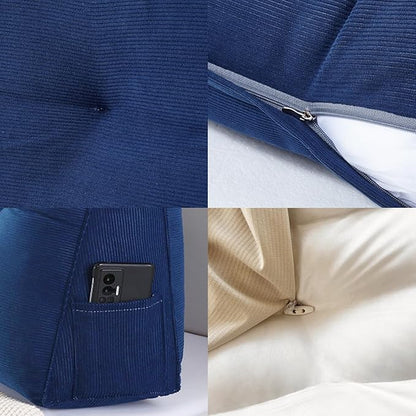 Single Triangle Bed Wedge Pillow for headboard Gap Triangular Reading Pillows for Sitting in Bed Adult Wedge headboard Pillow for College Dorm, Blue