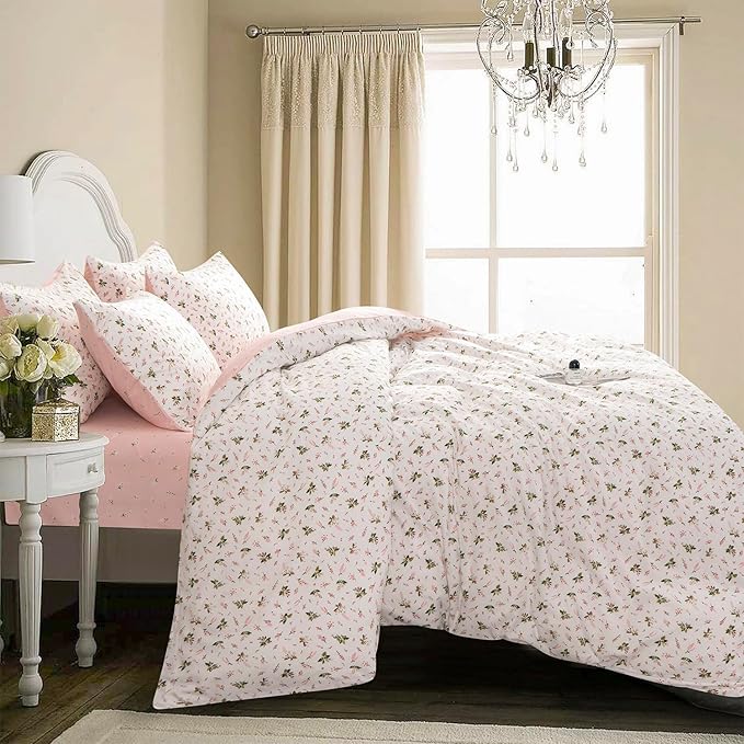 Jane yre Duvet Cover Queen Floral Brushed Microfiber 3 Pieces Floral Bedding Set Queen Garden Style Pink Floral Pattern Flower Queen Duvet Cover with Zipper Closure Luxury Soft Breathable Comfy