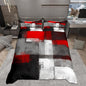 Castle Fairy Art Geometric Bedding Set Twin Size,Red Grey White Rectangle Duvet Cover with 1 Pillow Sham Comforter Cover for Kids Boys,Abstract Graffiti Quilt Cover Set Room Decor 2pcs (No Comforter)