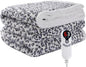 Electric Heated Blanket Throw 50"×60" with 6 Heating Levels &3 Hours Auto Off, Heating Double Sided Plush Sherpa, Fast Heating, Machine Washable Leopard Print Blue & White