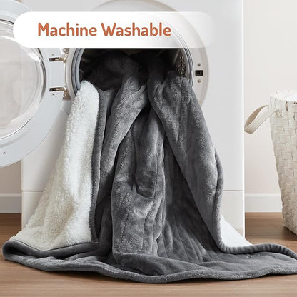 Degrees of Comfort Electric Throw Blanket Full Size - Soft Sherpa Heating Blankets with 6 Heat Settings, 10-Hour Auto Shut-Off, Overheat Protection, Etl Certified (Grey, 72x84 '' for Winter)