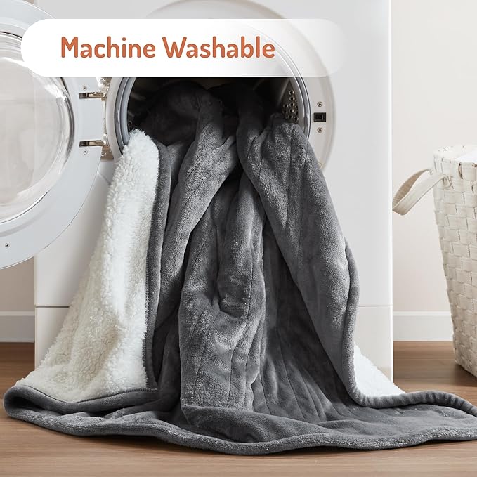 Degrees of Comfort Electric Heated Blanket Queen Size with Dual Control - Soft Flannel Heating Blankets with 6 Heat Settings, 10-Hour Auto Shut-Off, Overheat Protection, ETL Certified - 84x90'', Grey