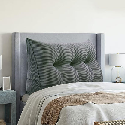 Wedge Headboard Pillow Dorm Room Reading Pillow Back Support for Sitting Up in Bed Bolster Lumbar Cushion Body Positioning Bedrest Corduroy (Dark Gray, Twin (39 * 8 * 20in))