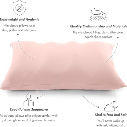 Cover Only for Premium Microbead Bed Pillow, X-Large Extra Smooth - Ultra Comfortable Sleep with Silk Like Anti Aging Cover 85% Spandex/ 15% Nylon Breathable, Cooling Cream Peach