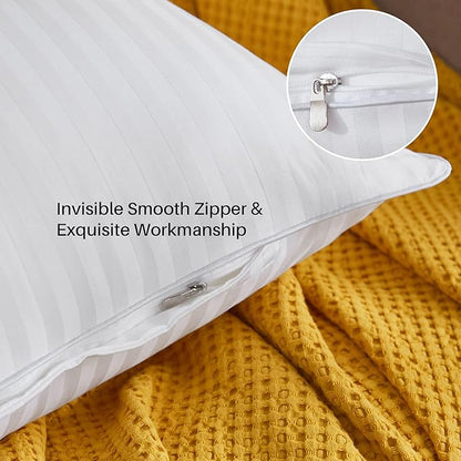 Oubonun 22 x 22 Throw Pillow Inserts, Firm and Fluffy Decorative Square Pillows for Couch Bed Sofa with Soft Cotton Cover White Cushion with Down Alternative Pack of 2
