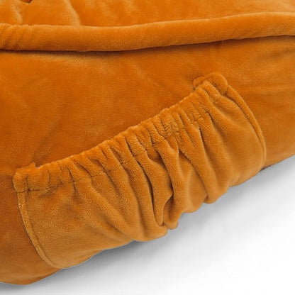 Super Soft Velvety Backrest Reading Bed Rest Pillow with Arms and Pockets 18" H for Sitting in Bed Couch Sofa, Back Support Wedge Cushion with Removable Cover, 20" x 18" x17", Burnt Orange