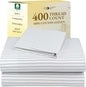 California Design Den Deep Pocket Twin Sheets Set - 400 Thread Count Sateen, Natural 100% Cotton Sheets, and Durable Bedding Set - Pinstriped