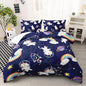 Unicorn Comforter Set Queen Size for Kid Girls Space Rocket Rainbow Star Pattern Quilt Bedding Set with 1 Comforter and 2 Pillowcases