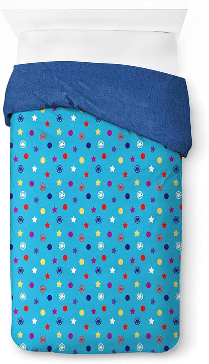 Jay Franco Duvet Cover Set – 3 Piece Comforter Cover and Sham Set, Super Soft Cozy Kids Bedding (Insert Not Included) Blue - Spidey & Friends, Twin
