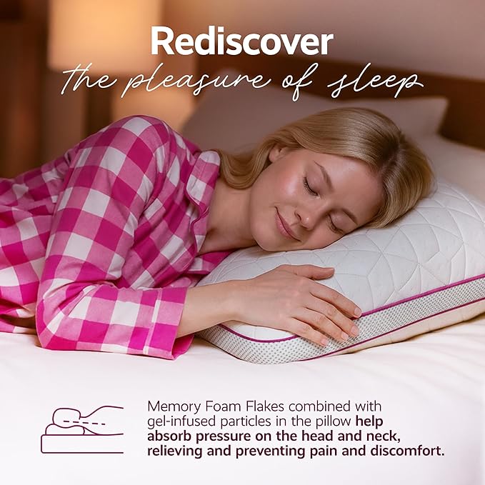 IWS I WANNA SLEEP SnowTouch® Adjustable Pillow, Neck Support, Queen Size Bed Pillows for Sleeping, Gel Cross Cut Memory Foam for Side Sleepers