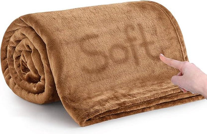 IR Imperial Rooms Fleece Blanket - Super Soft Fluffy Throw Blanket for Sofa and Bed - Warm and Cozy Lightweight 400 GSM Microfiber Bed Throws Blankets, 50 x 60 Inches (Throw/Travel, Camel)