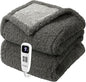 Heated Blanket Electric Blanket Throw - Fast Heating Blanket Throw Double Sided Sherpa Ultra Soft Cozy with 10 Heating Levels & 2-10 Hours Auto Off, Mashine Washable, 50 x 60 Inches, Grey