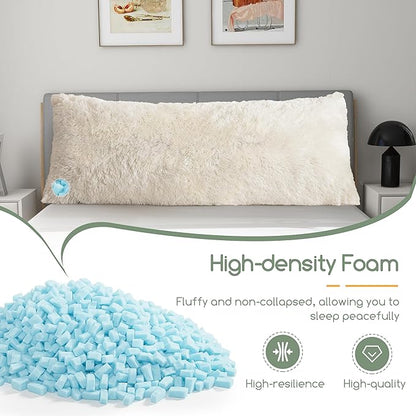 HIGOGOGO Body Pillow for Adults Extra Long Full Body Pillow with Removable Cover and Memory Foam Filling, for Side Sleepers and Pregnancy, Soft Support Pillow, Machine Washable (20x54 Inch)