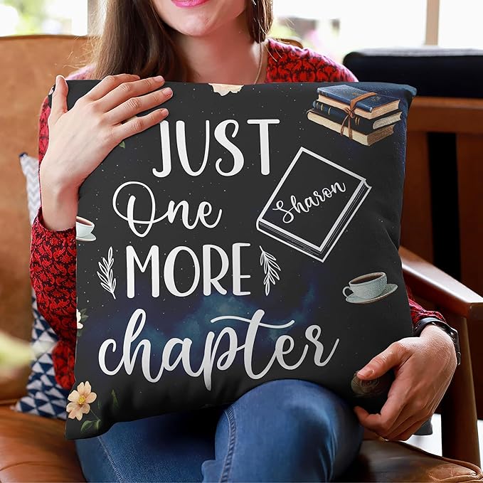 Hyturtle Personalized Book Pillow (Insert Included) Gifts for Book Lovers, Funny Reading Club Librarian Gifts for Girls Women on Birthday Christmas, Custom Name Couch Cushion Decor Throw Pillow