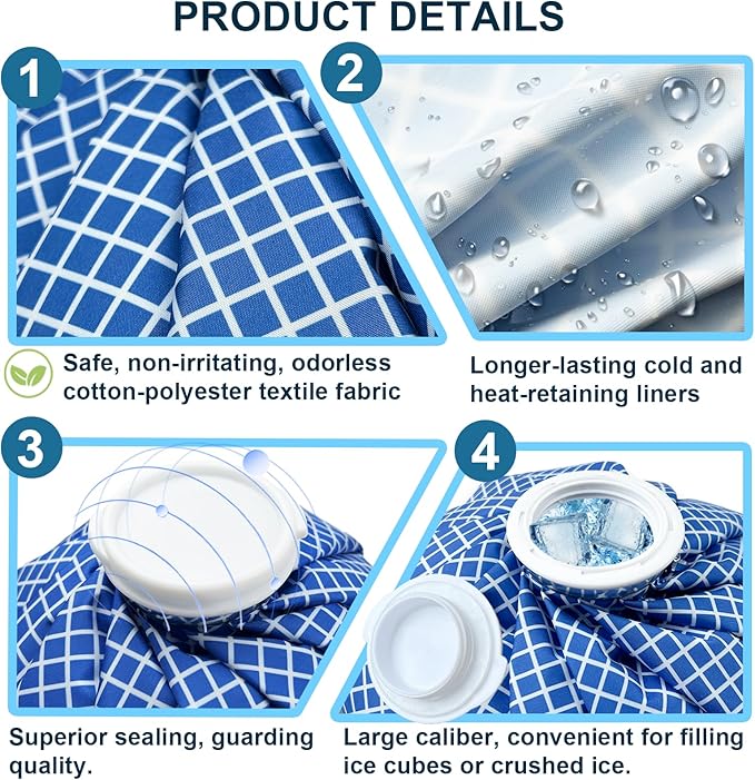 Ice Bags for Injuries, Classic No-Leak Elastic Breathable Ice Pack, Cold and Heat Treatment Ice Bag, Can Relieve Headaches, Migraines, Sports Injuries Swelling Pain, 2 Sizes (6''/11'') (3 Sets)