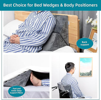 Fanwer Bed Wedges & Body Positioners for Elderly (3 in 1),40 Degree Triangle Wedges for Bed Positioning,Triangle Pillow for After Surgery, Wedges for Bedsores,Wedge Pillow for Positioning