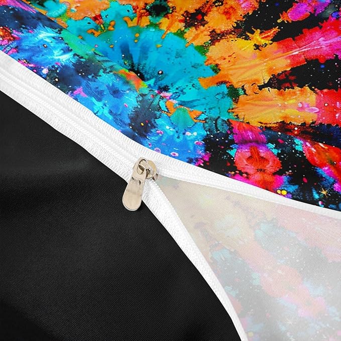 Castle Fairy Rainbow Tie Dye Duvet Cover King Size Watercolor Spiral Bedding Duvet Cover,Colorful Psychedelic Swirl Artwork Comforter Cover for Kids Teen Adult Boys Girls Bedroom Decorations