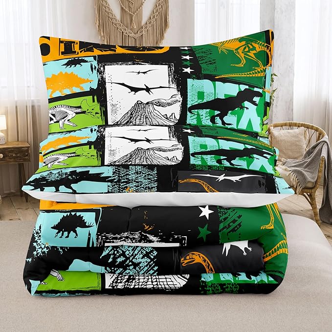 Bodhi Boys Bedding Set - Full Size Dinosaur Comforter Set with Pillowcases for Kids and Teens