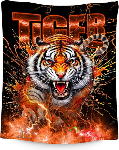 Kids Throw Blanket Tiger Gifts for Boys Toddler, 40"x50" Fleece Soft Cozy Throw for Son Grandson