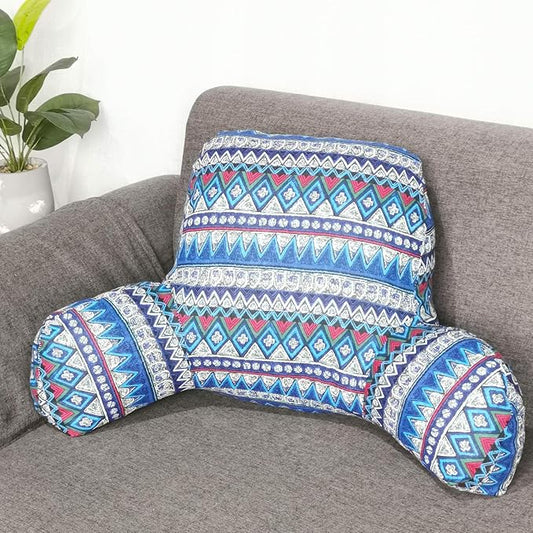 Bohemian Printed Reading Pillow with Support Arms Soft Bed Rest Pillows Back Support Cushion for Kids Reading Watching TV Sitting Up in Bed (20"×15"×8",Red)