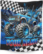 Boys Blanket Gifts Personalized Truck Blankets for Kids Teens Adults - 60" x 80" Custom Name Cool Car Themed Soft Lightweight Flannel Throws for Couch, Sofa, Bedroom Decor (Blue)