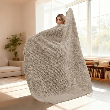 Electric Heated Blanket Full Size 72"×84" with 6 Heating Levels & 1-10Hs Auto Off, Heating Blanket Double Sided Plush Sherpa, Fast Heating, Machine Washable for Christmas Gift - Light Brown