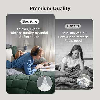 Bedsure Full Size Comforter Set - 7 Pieces Reversible Forest Green Bedding, Full Size Bed Set for All Seasons, Bed in a Bag with Down Alternative Comforter, Sheets, Pillowcases & Shams