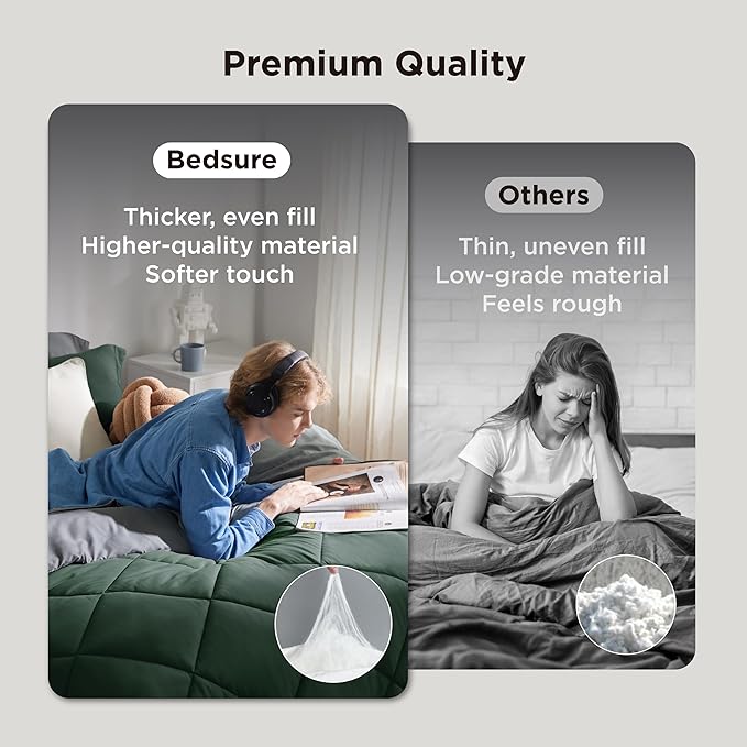 Bedsure California King Comforter Set - 7 Pieces Reversible Forest Green Bedding, Bed Set for All Seasons, Bed in a Bag with Down Alternative Comforter, Sheets, Pillowcases & Shams