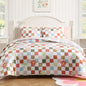 Twin XL Comforter Set for Girls, Colorful Checkered Bedding Set with Cute Floral, All Season Plaid Kids Bed in a Bag Dorm 5 Pieces with Sheets, Pillowcase & Sham