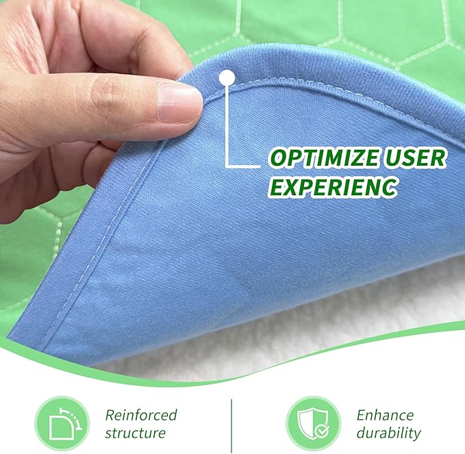 Waterproof Washable Underpads Pee Pad (Green 18" x 24" 2 Pack), Reusable Absorbency Bedwetting Incontinence Bed Pads for Kids Adults Elderly Dog Pet, Puppy Pads for Mattress Couches Sofas Floors