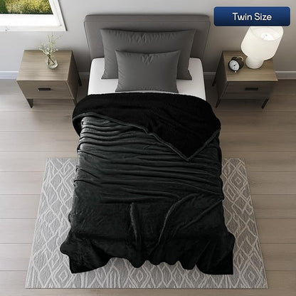 Utopia Bedding Sherpa Blanket Twin Size (Black, 60x80 Inches) - Soft Lightweight Plush Fleece Reversible Winter Blanket for Bed, Sofa, Couch, Camping and Travel