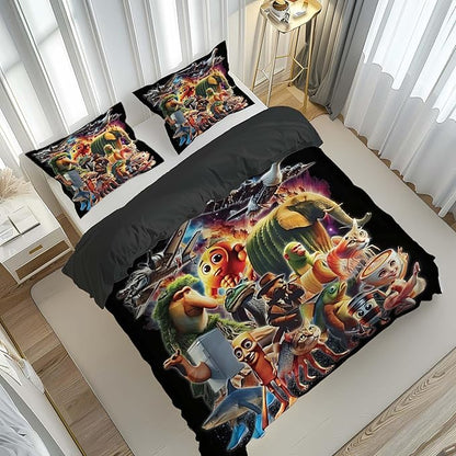 Italian Brainrot Bedding Duvet Cover Set,Funny Fusion AnimalsTwin Full Queen King Comforter Cover Bedding Set for Kids Boys Bed Decor Gifts ﻿ (Color 1,Full (80" x 90"))