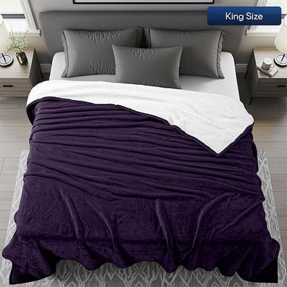 Utopia Bedding Sherpa Blanket King Size (Plum, 90x102 Inches) - Soft Plush Fleece Reversible Blanket for Bed, Sofa, Couch, Camping and Travel