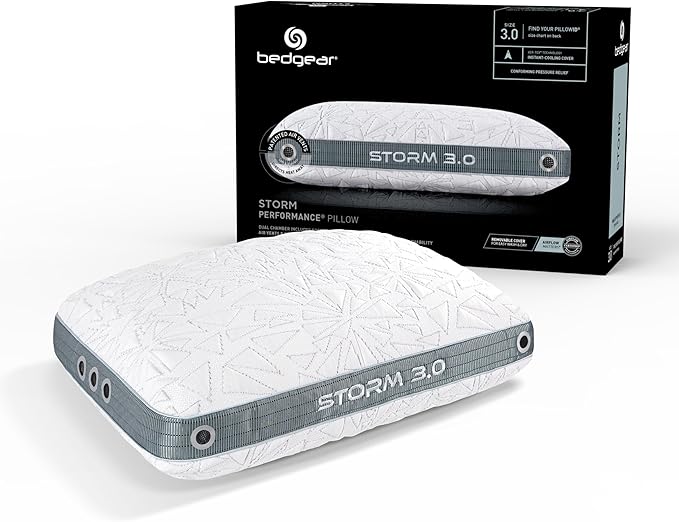 Bedgear Storm Performance Pillow 3.0 – Cooling Bed Pillow for Hot Sleepers, Medium Firm Support for All Sleep Positions – Dual-Sided Comfort, Breathable Air-X Mesh, Washable Ver-Tex Cover, 20” x 26”