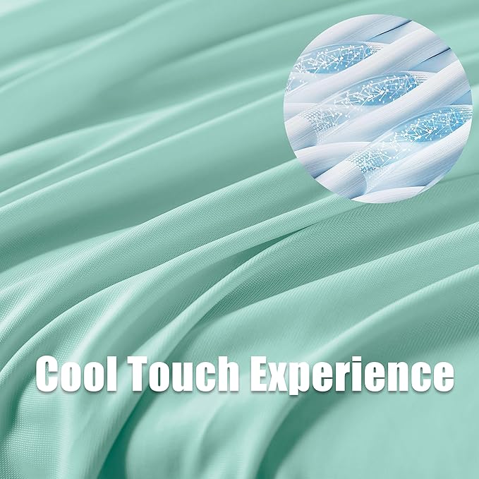 WhatsBedding Memory Foam Body Pillow with Zippered Cooling Cover, Full Body Pillow for Adults, Long Pillow for Sleeping, Fluffy Supportive, Ice Green