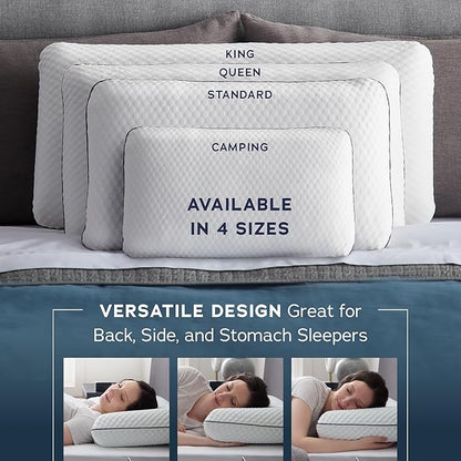 WEEKENDER Gel Memory Foam Pillow - Standard Size - 2-Pack - Medium Plush Feel - Neck & Shoulder Support - For Back, Side, & Stomach Sleepers - Home, Hotel, & Hospital Essentials