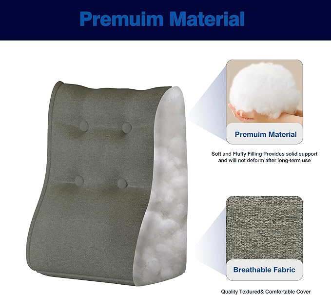 Daneey Reading Pillow for Bed Adult, Back Support Pillow for Bed, Sit Up Pillow Backrest Black, 20 * 9 * 22IN