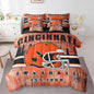 Erosebridal 7Pcs Gridiron Bed in A Bag King Size Cincinnati Bedding Set Sports Room Decor for Men Women Football City Sports Decor Comforter Sets with Sheets Retro Watercolor Grunge Rugby Bed Set