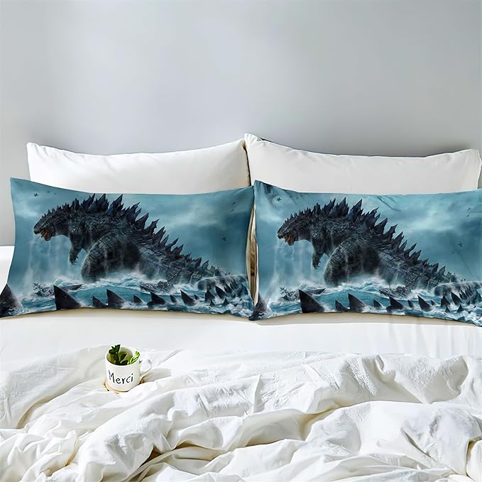 Dinosaur Duvet Cover Set Full Queen Size 3 Pieces Bedding Set Quilt Cover for Men Women Light Weight 1 Piece Duvet Cover 2 Pieces Pillow Shames No Comforter Inside(Dino28, Full/Queen)