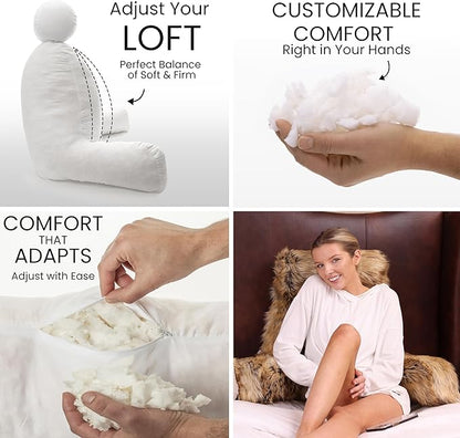 Husband Pillow Medium Ultra Rare Baby Amber Fox Fabulous Faux Fur Backrest, 2-Tone Reversible Double Sided Reading & Bed Rest Pillow with Arms & Neck Roll, Adjustable Memory Foam - Extremely Comfy