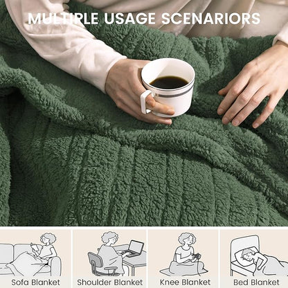 Heated Blanket Electric Blanket Full - Fast Heating Blanket Throw Double Sided Sherpa Ultra Soft Cozy with 10 Heating Levels & 2-10 Hours Auto Off, Mashine Washable, 72 x 84 Inches, Green