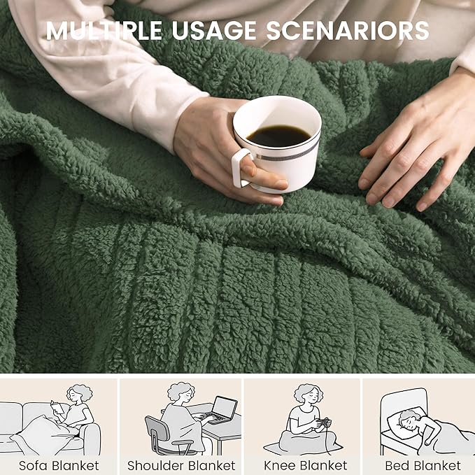 Heated Blanket Electric Blanket Twin - Fast Heating Blanket Throw Double Sided Sherpa Ultra Soft Cozy with 10 Heating Levels & 2-10 Hours Auto Off, Mashine Washable, 62 x 84 Inches, Green