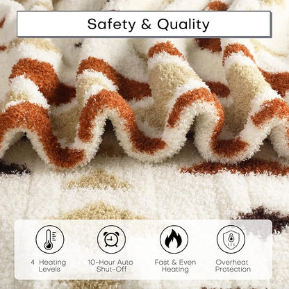 Electric Heated Blanket Full Size 72"x84" - Double-Sided Plush Fabric, 6 Heat Settings & 10 Hours Auto Off, Machine Washable - Sand Glass