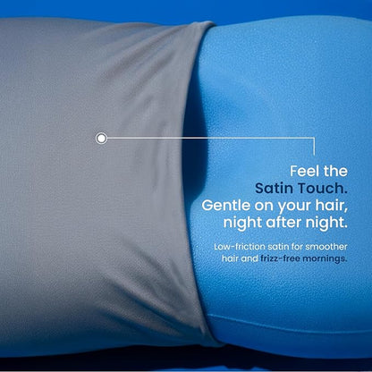 IWS I WANNA SLEEP Ergoblu Cooling Cervical Memory Foam Pillow – Satin-Touch No-Frizz and Anti-Sleep-Line Pillowcase, Orthopedic Neck & Spine Alignment for Back & Stomach Sleepers