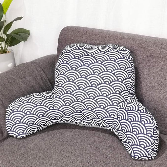 Bohemian Printed Reading Pillow with Support Arms Soft Bed Rest Pillows Back Support Cushion for Kids Reading Watching TV Sitting Up in Bed (20"×15"×8",Cloud)