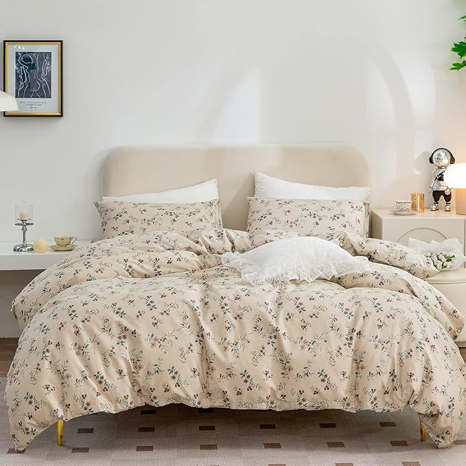Twin Duvet Cover Floral, 100% Brushed Microfiber Floral Bedding Set Twin 3 Pieces Vintage Duvet Cover Floral Twin for All Seasons, 1 Duvet Cover and 2 Pillowcases with Zipper Closure (Floral, Twin)