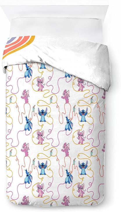 Jay Franco Duvet Cover Set – 2 Piece Comforter Cover and Sham Set, Super Soft Cozy Kids Bedding (Insert Not Included) White - Lilo and Stitch, Twin