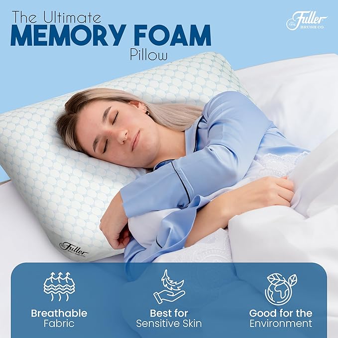 Fuller Cooling Memory Foam Pillow – Orthopedic Cervical Pillow for Neck Pain, Headache & Snoring Relief – Soft Washable Cover, Breathable Fabric, Ergonomic Design for Side & Back Sleepers