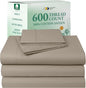 California Design Den Split King Sheet Set - 100% Cotton, 600 Thread Count, Breathable Luxury King Size Sheets for Adjustable Bed, Luxury Hotel-Quality Sheets with Soft Sateen Weave (Cool Taupe)
